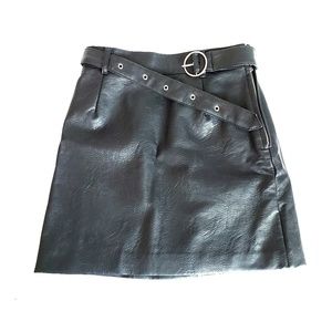 Black Faux Leather Skirt